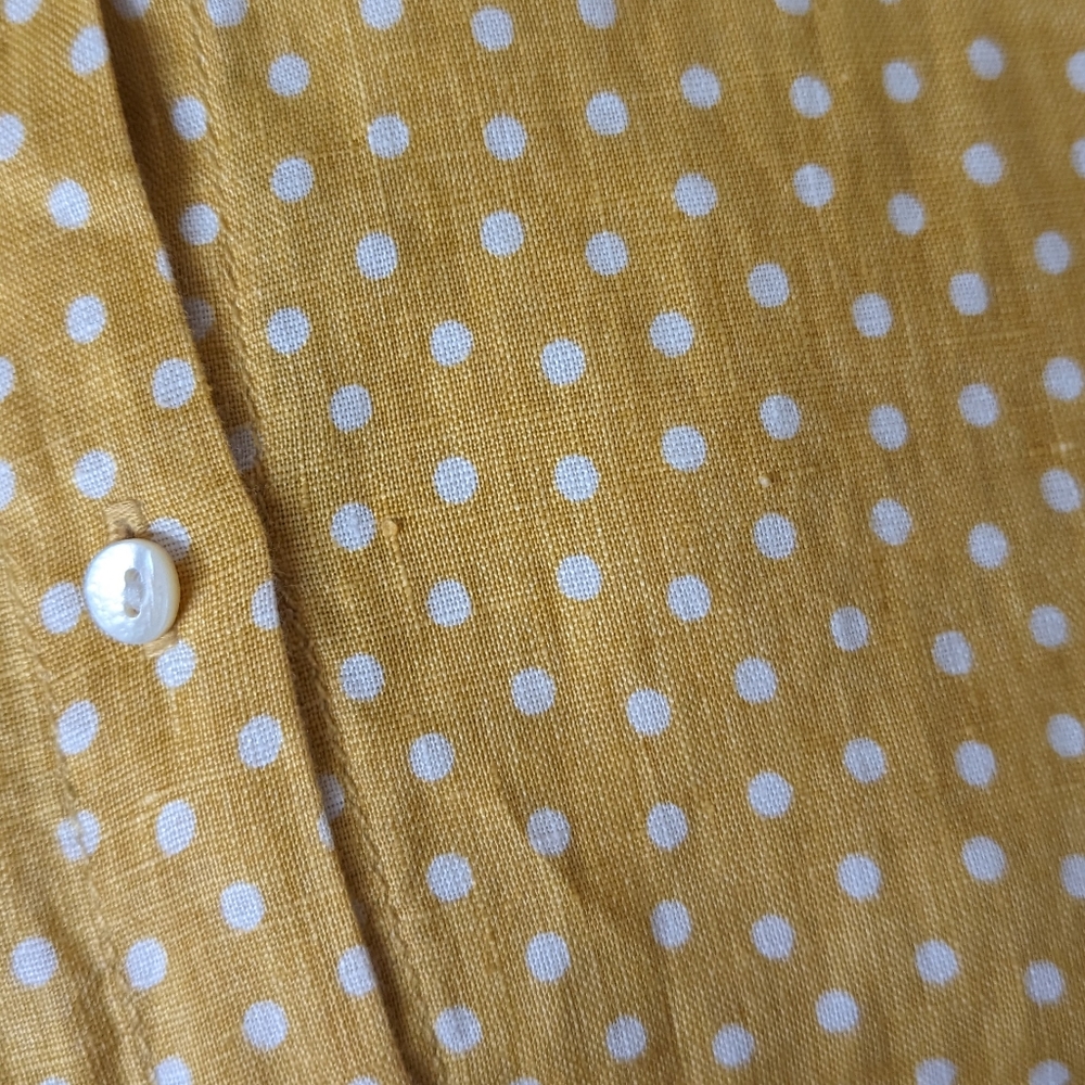 Rachel Zoe | Linen | Yellow + White Polka Dot Button Top - Picture 5 of 9